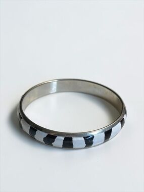 🍭5 for $20🍭 Silver Tone Zebra Print Bangle Bracelet CC Z